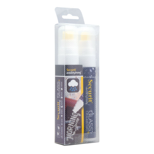 Picture of WATERPROOF CHALK MARKERS, LARGE NIB, WHITE 2PK